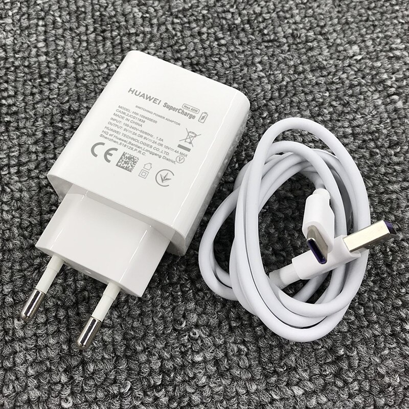 Huawei p40 pro carregador rápido original 40 w 10 v/4a ue/eua supercharge adaptador usb 5a tipo c cabo para companheiro 20 30 pro honra magia 2: EU and cable