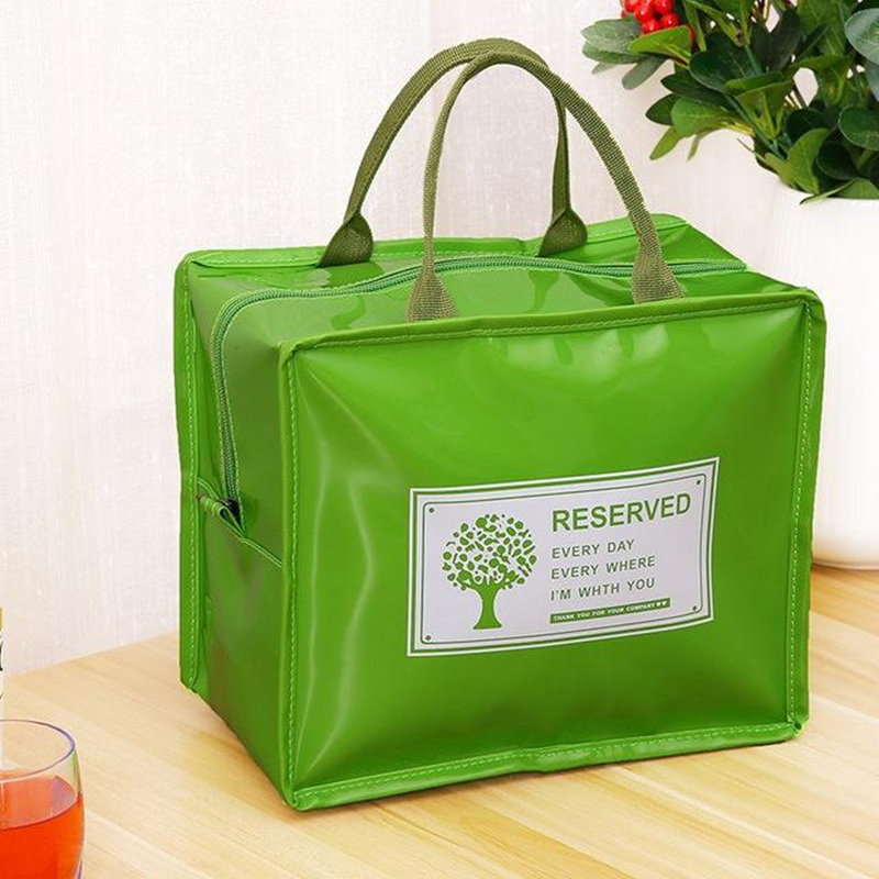 RUPUTIN PU Lunch Package Ice Pack Cooler Lunch Box Insulation Picnic Bag Thermo Thermal Lunch Bag For Women Kids Lunchbags Bags: Big Green