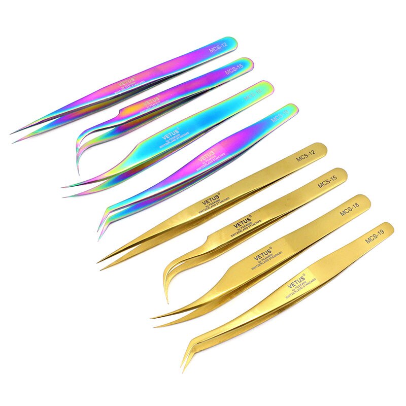 Vetus High Precision Eyelash Tweezers Excellent Closure 3D Volume Eyelash Tweezer Colorful Eye Makeup Tools
