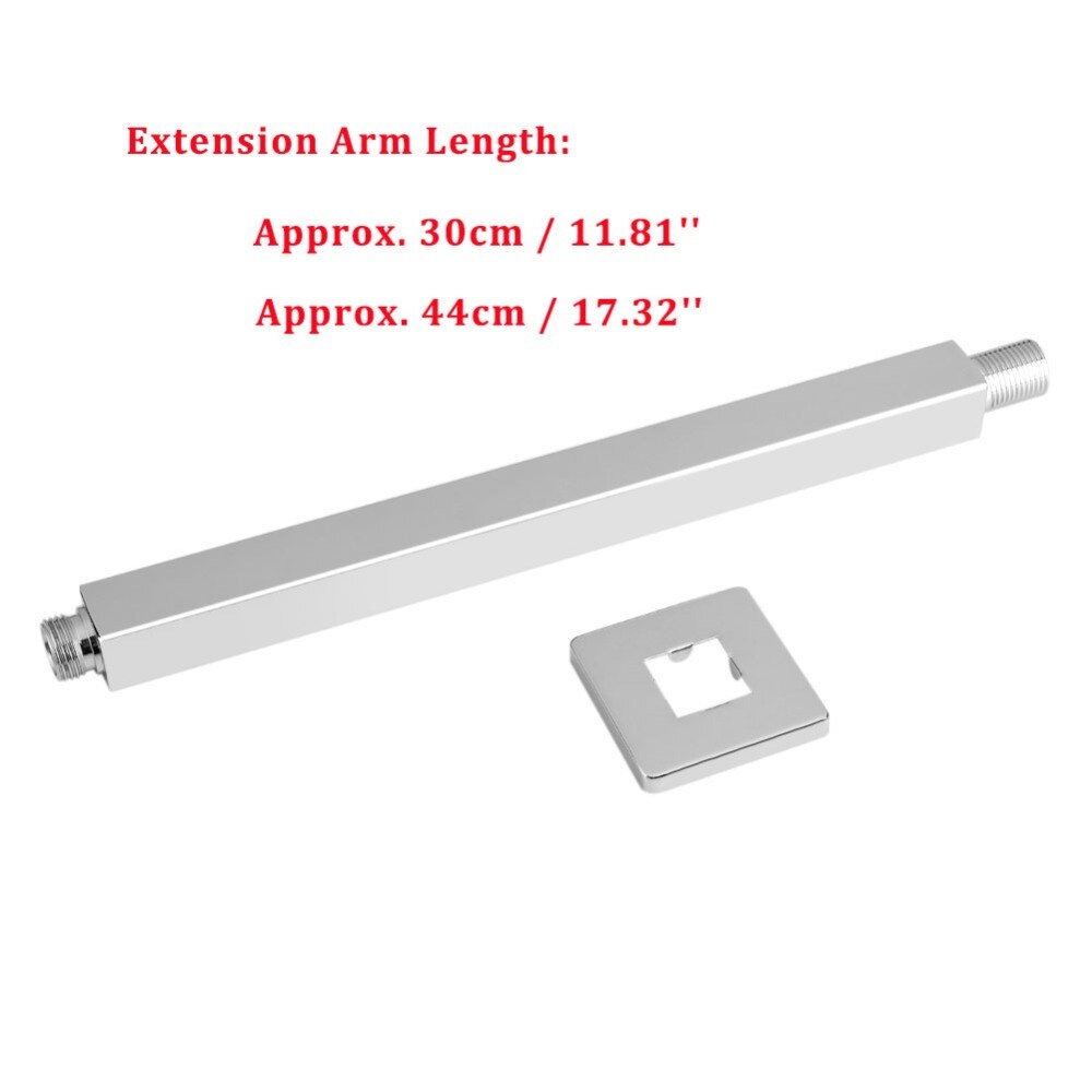 201 rustfrit stål firkantet loft regnbruser forlængerarm vægmonteret badeværelse bruser arm mount base brusehoved holder