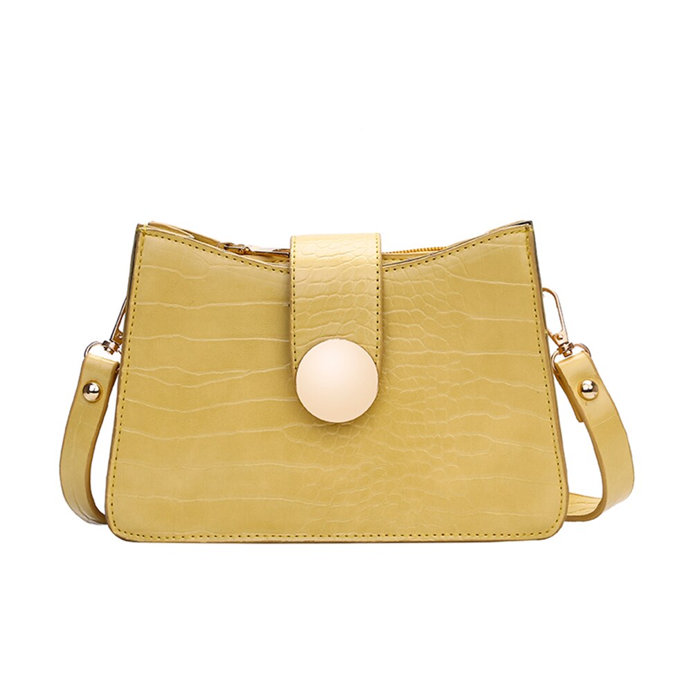 Mini leren crossbody tassen dames ketting alligator patroon schoudertas jeugd dames kleine vierkante tas: Geel