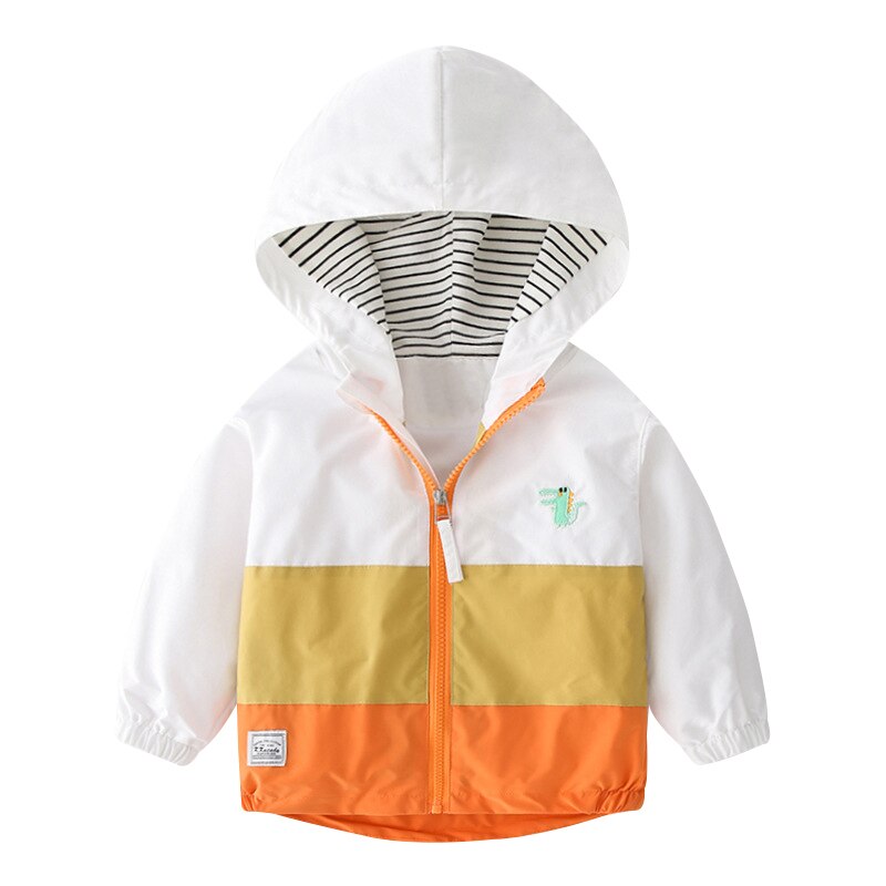 Mudkingdom Jongens Hooded Jassen Cartoon Dinosaurus Mode Patchwork Lange Mouwen Losse Kids Kleding 2 Tot 6 Jaar Lente Jongen Tops: White / 4T