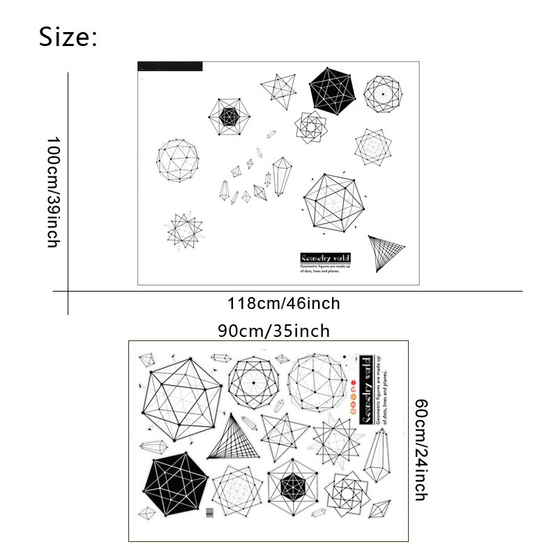 Geometric Patterns Polygon Wall Stickers for Living room Kids room Bedroom Classroom Nursery Vinyl Wall Decals Murals Sticker