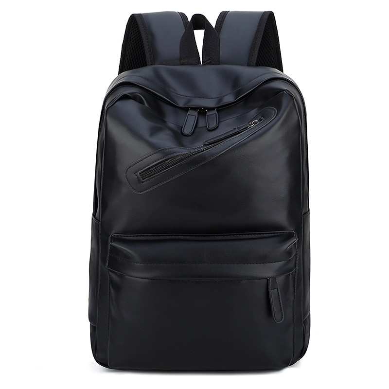 Mochila informal de piel sintética de gran capacidad para hombre, bolsos de hombro escolares de viaje con doble cremallera a la , Mochila pequeña de cuero sintético Vintage
