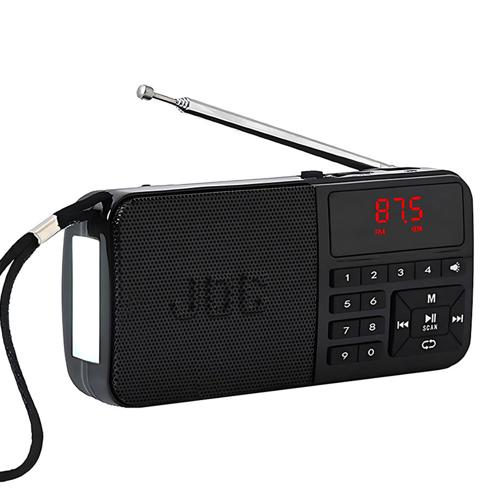 Radio FM Przenośne radio kieszonkowe Bluetooth Akumulator Obsługa słuchawek Karta USB TF Odtwarzacz MP3 z mini odbiornikiem radiowym: Black