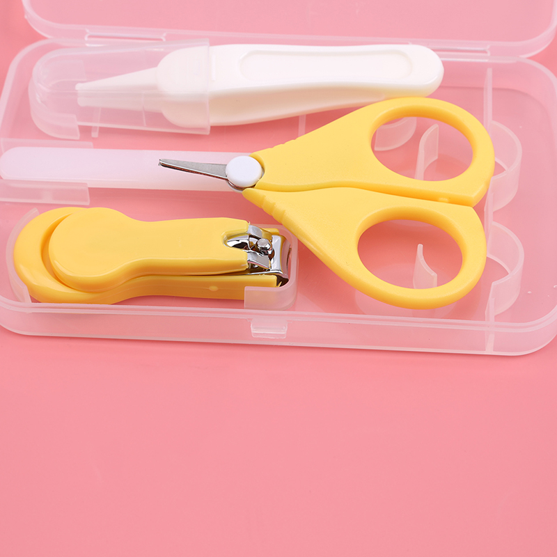 4Pcs/Box Infant Nail Clipper Newborn Safe Scissor Baby Grooming Nursing File Baby's Nail Care: yellow