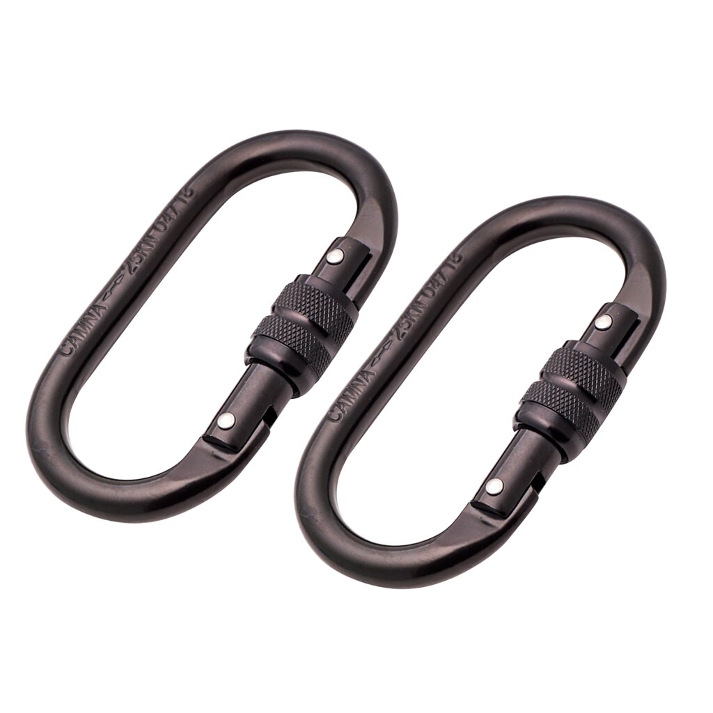 2 stücke Oval-Form 25KN Schraube Locking Karabiner Klettern Abseilen Rettungs Ausrüstung 110X60mm