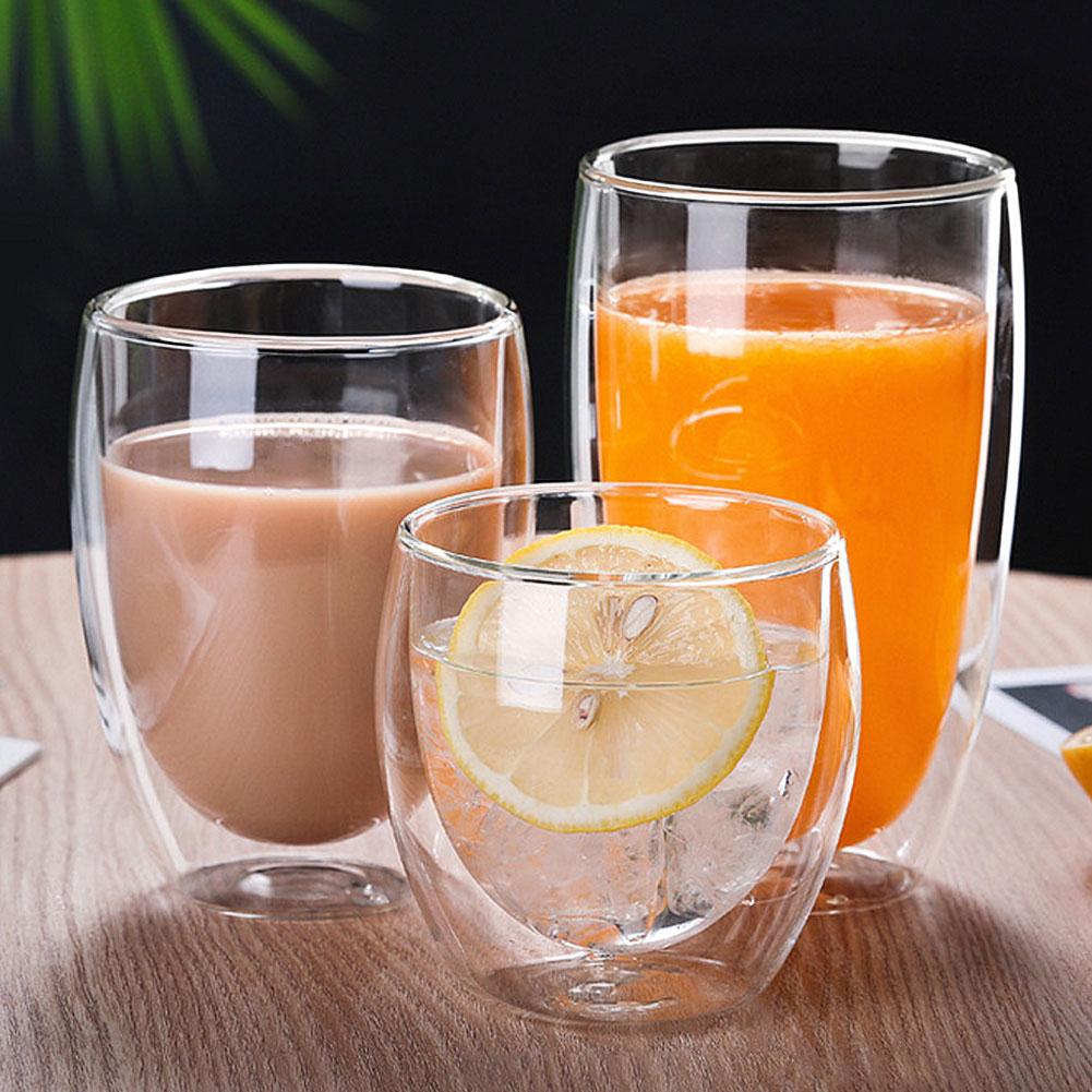 250/350/450ml copa de vidrio de vino café de leche doble capa de aislamiento de vidrio de agua taza de bebida vaso de whisky vasos de vidrio