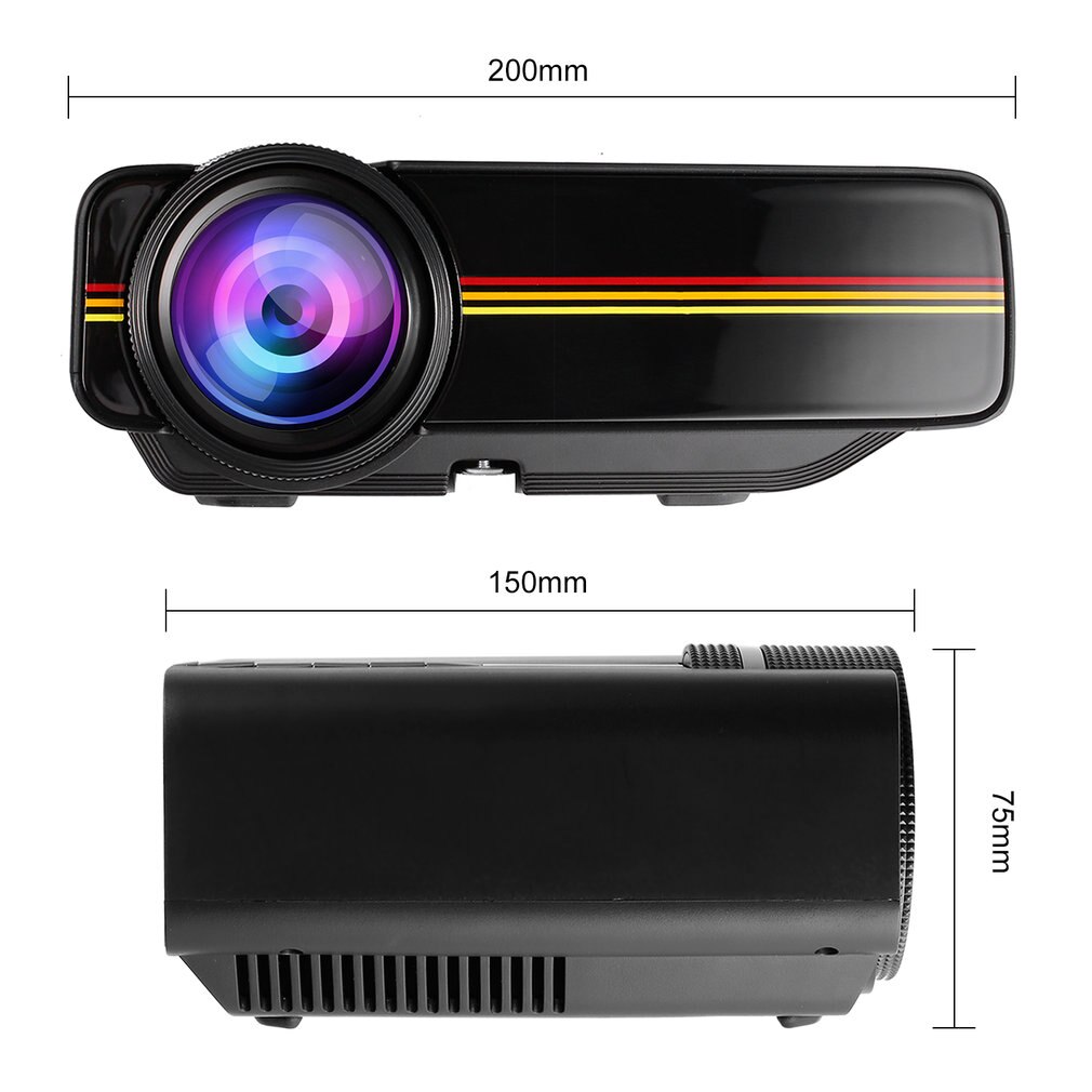 OCDAY portátil 800x480 píxeles HDMI 1200LM de larga duración ajustable Multi-medios Home Theater LCD imagen HD LED proyector Digital