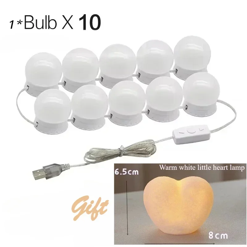 Bombillas LED para espejo de maquillaje, luces para espejo de maquillaje con carga USB, iluminación para tocador de baño, lámpara de pared LED regulable: changeable