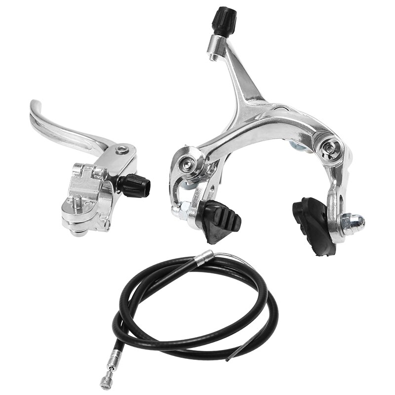 Främre fixie road bike cruiser broms set cykel broms kit cykel broms kit sida dragbroms set för de flesta fixie cykel silver