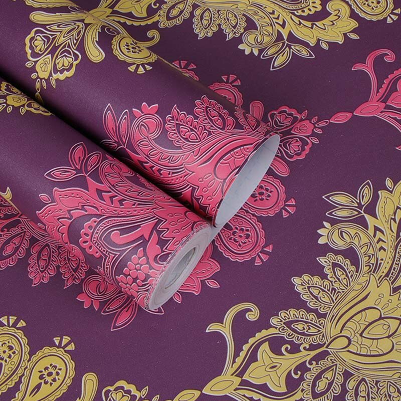 Retro self adhesive wallpaper European style rosette wallpaper luxury Floral wall paper: B / 10m x 45cm