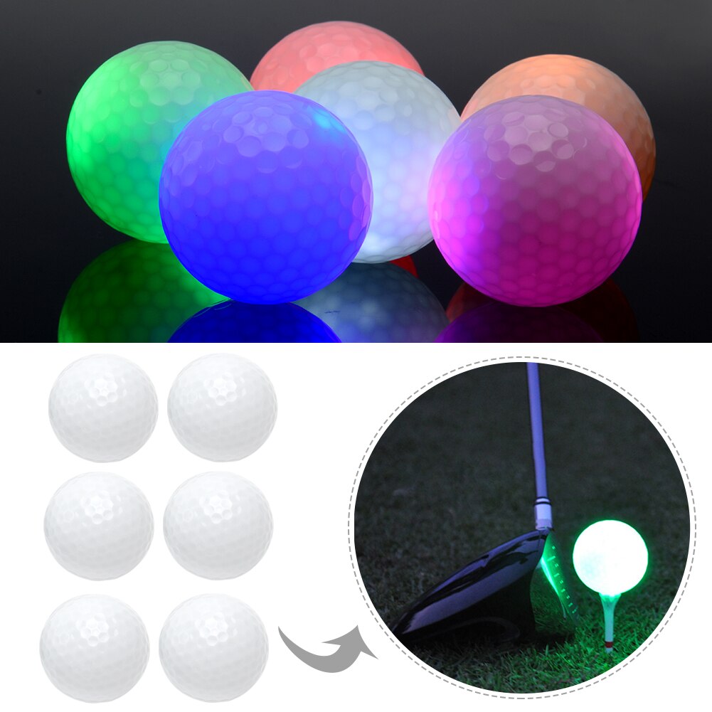 Luz intermitente de 6 colores, bolas de Golf Led brillantes, accesorios portátiles para practicar, duradero
