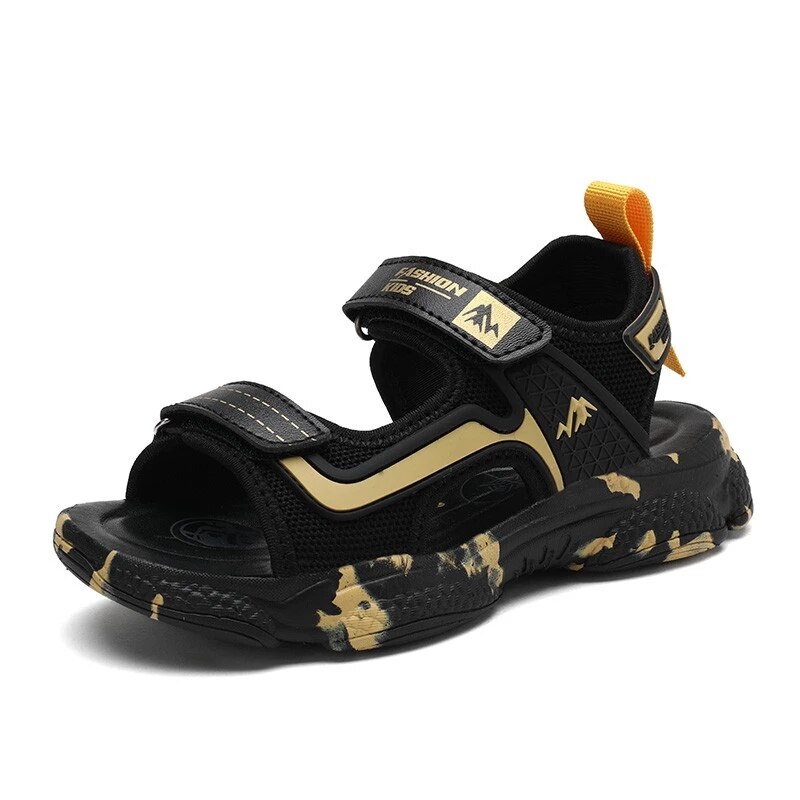 Comfortable Summer Kids Sandals Sandalias Childrens Shoes Non-slip Soft Bottom Leather Boys Sandals for Childre: Gold / 29