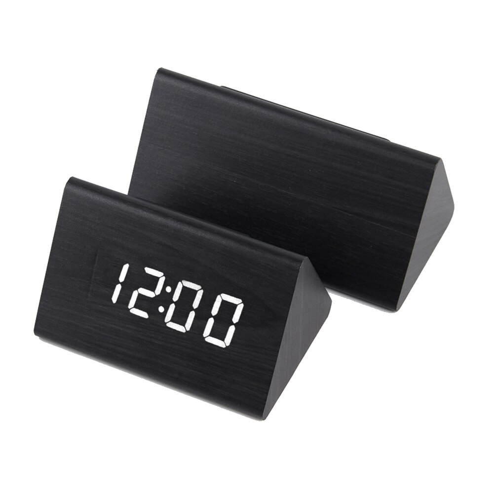 Desktop Decor Sound Control Usb Oplaadbare Led Digitale Houten Wekker