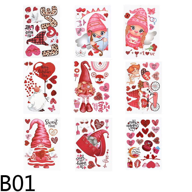 Valentine's Day Wall Decals - 2 Sheet Heart Tree & Red Truck Stickers, Removable Love Decor