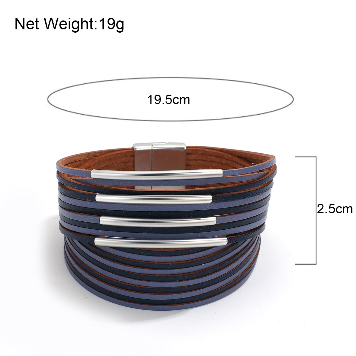 Allyes Eenvoudige Dubbele Kleur Slanke Strip Lederen Armband Voor Vrouwen Mode Metalen Buis Multilayers Wide Wrap Armband Vrouwelijke Sieraden