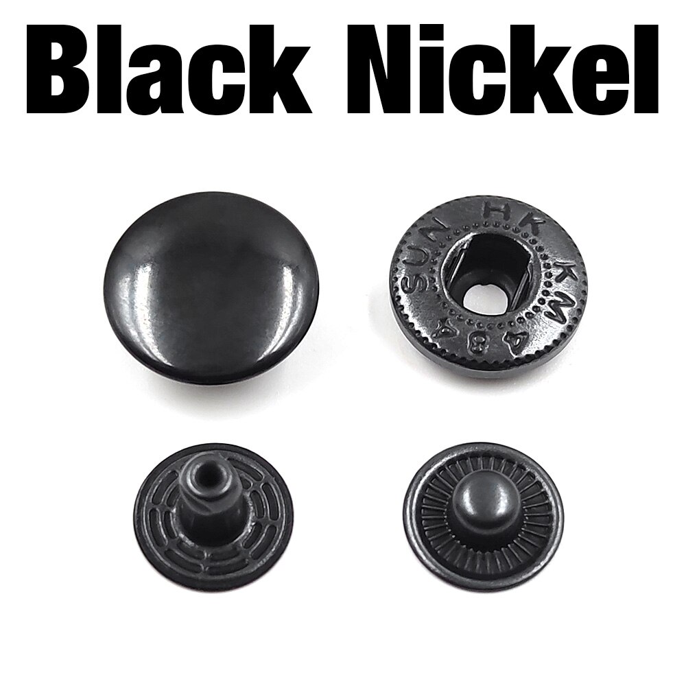 50 juegos 655/633/831 sujetadores a presión de Metal botón a presión botón de costura para ropa DIY bolsas de ropa zapatos artesanía de cuero: 3 # / Níquel negro