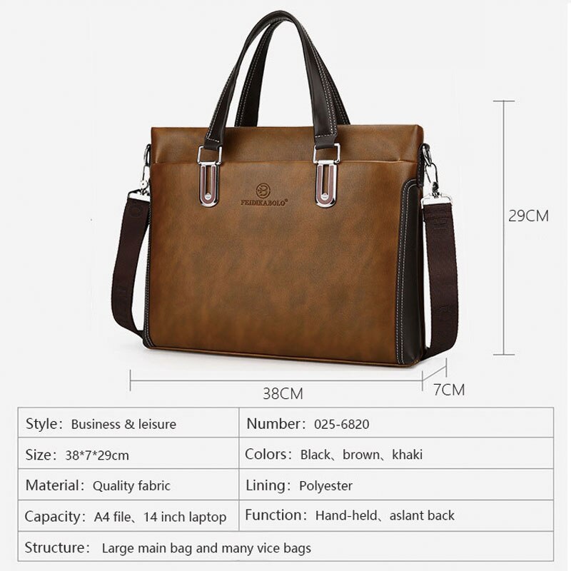 Men Business Laptop computer Briefcase Shoulder Messenger Bags for Man Casual Office Hand Bag Male Waterproof Leather Handbag