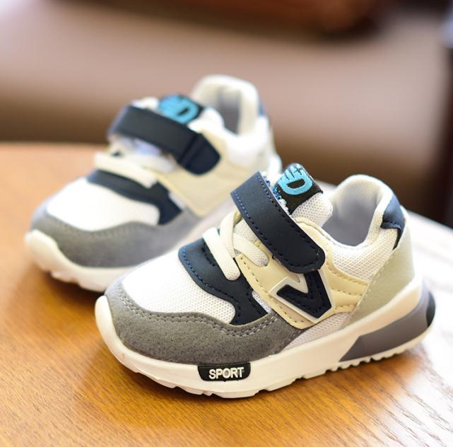 Sapatas Do Esporte crianças Outono Inverno Nova Moda Respirável Crianças Meninos Rede Sapatos Meninas Anti-Slippery Sneakers Sapatos de Bebê Da Criança: Cinza / 9,5