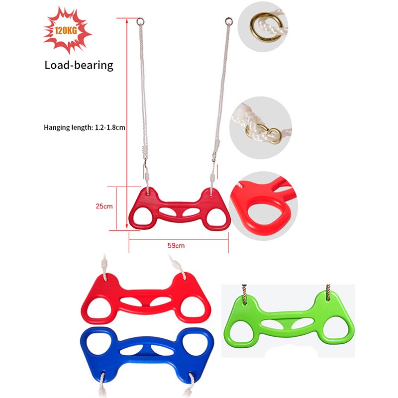 3 färger barn utomhus trapets bar pull up gym ringar multifunktion plast sport ring gunga