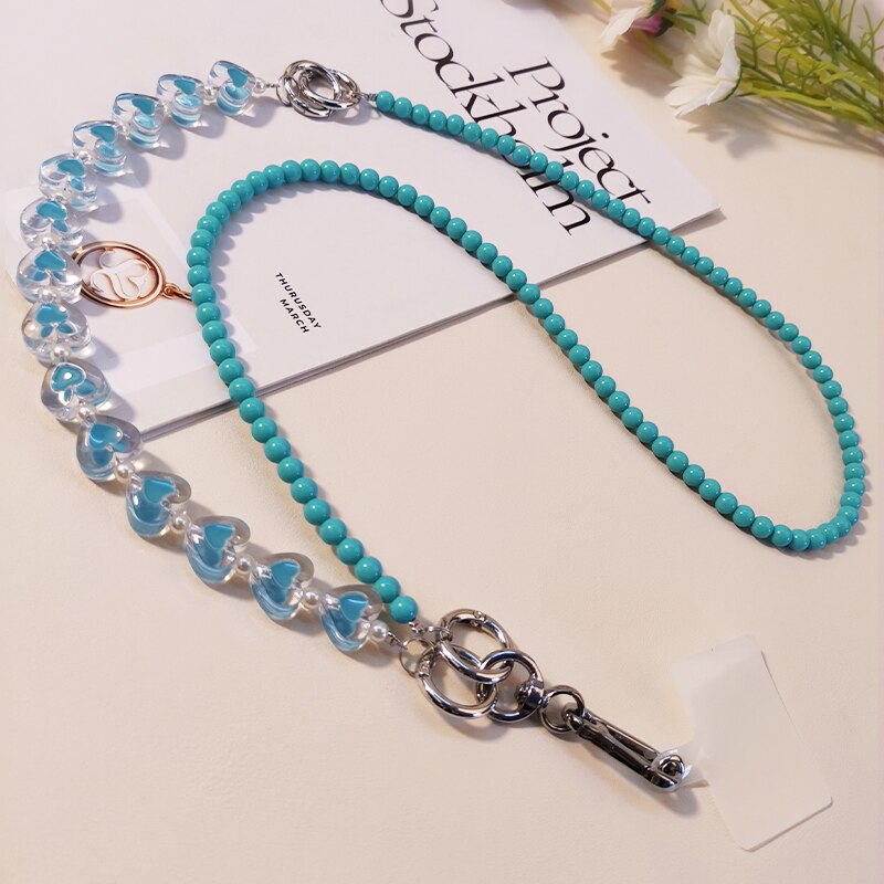 Love Crystal Beads Mobile Phone Lanyard Crossbody Lanyard with Universal Clip Phone Lanyard Chain Strap Wrist Rope Pendant: 05