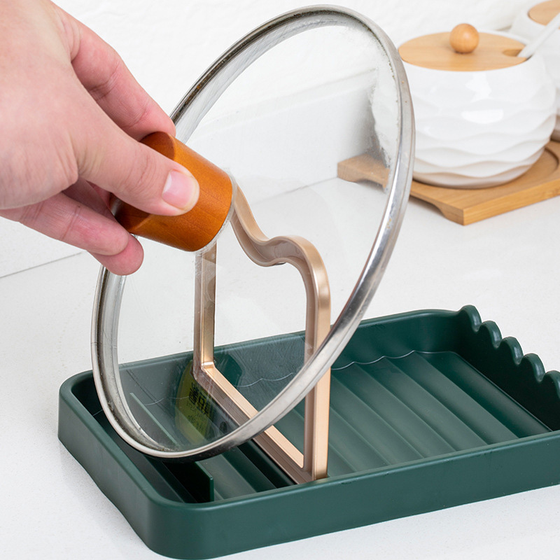 Support de couvercle de Pot de bureau de cuisine, support de couvercle de Pot multifonctionnel pliable, support de rangement de spatule, repose-couvercle de Pot, organisateur de cuisine