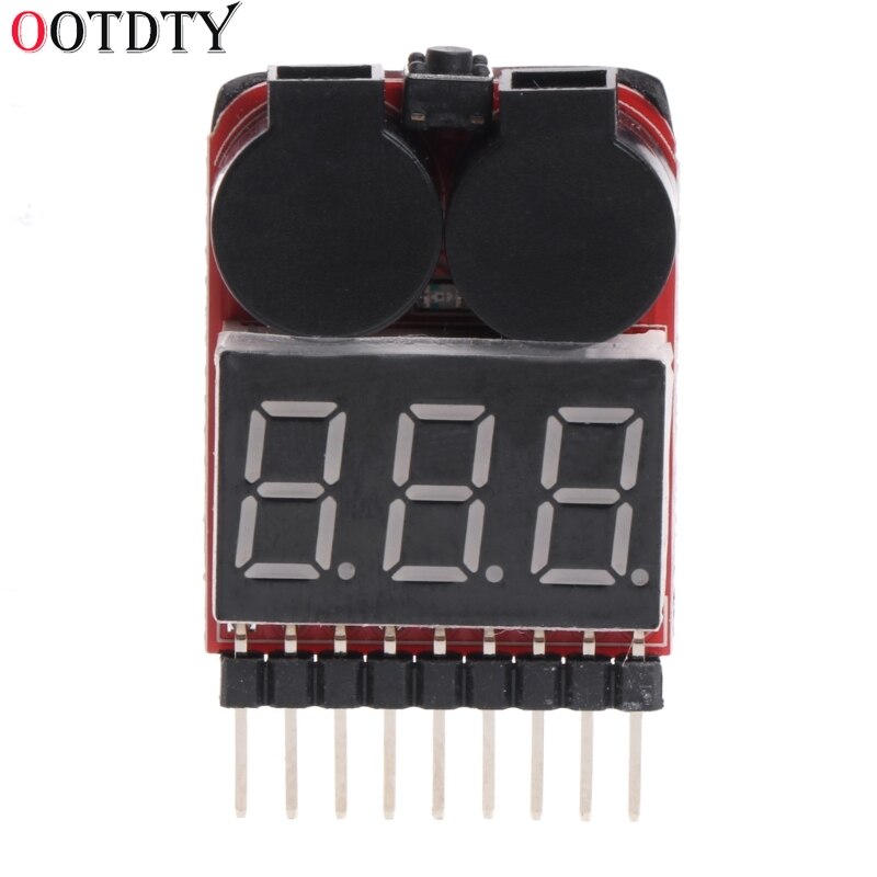 1-8S Lipo/Li-ion/Fe RC Boat Battery 2 In 1 Tester LED Low Voltage Buzzer Alarm