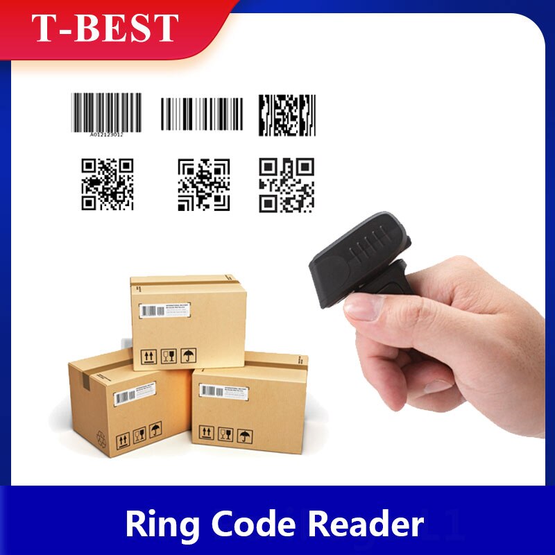 Aibecy Barcode Scanner 1D/2D/QR Barcode Portable Finger Handheld Wearable Ring Code Reader Support for Windows PC Computers
