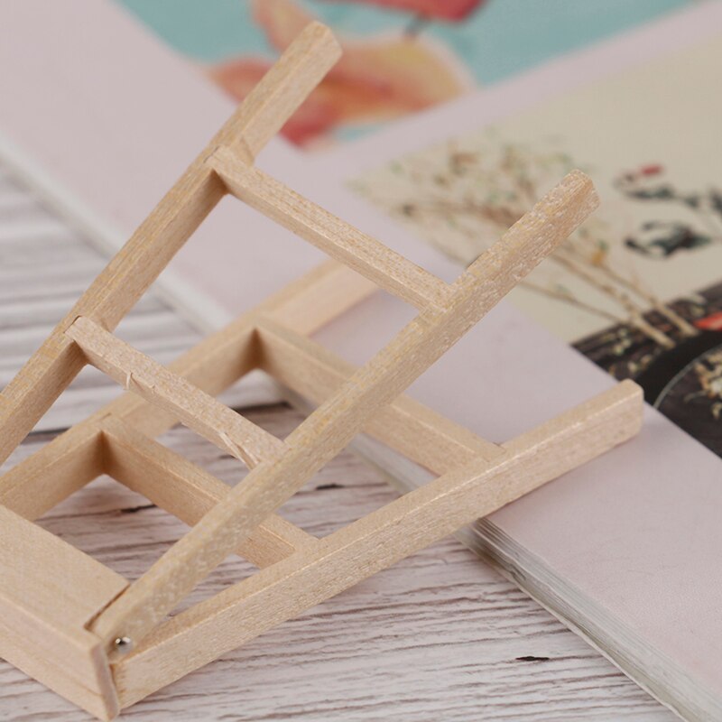 Wooden Ladder 1:12 Dollhouse Miniature Furniture Toys Natural wood color