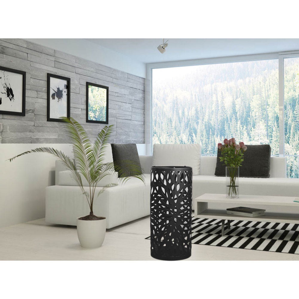 Hule paraplyholder rustfritt metall paraply arrangør opp  til 8 kapasitet til hjemmekontor restaurant (hvit)