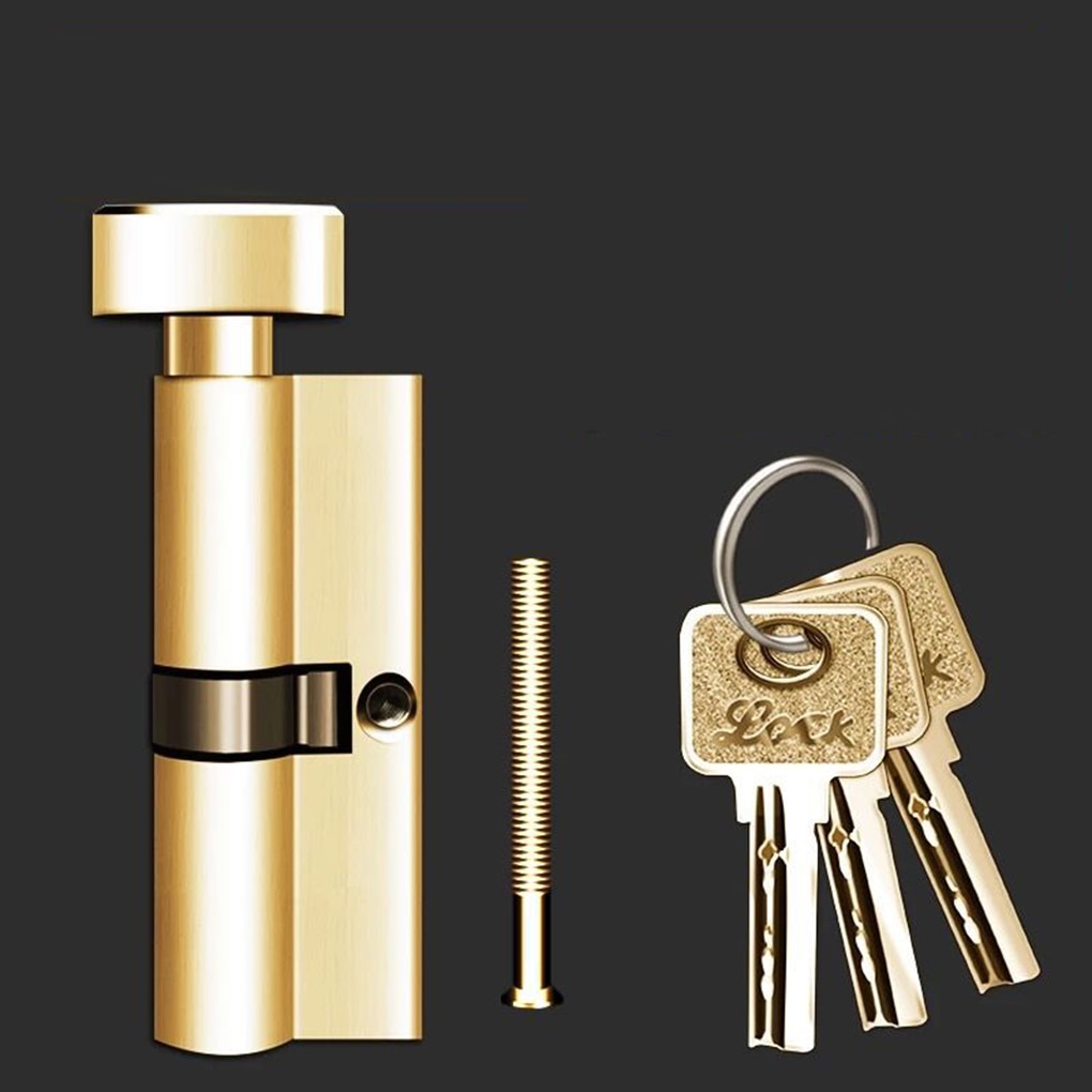 2pcs Thumb Revolving Door Lock Household Room Door Brass Lock Cylinder Tamper-Proof Anti-Drilling Universal Door Lock Hardware