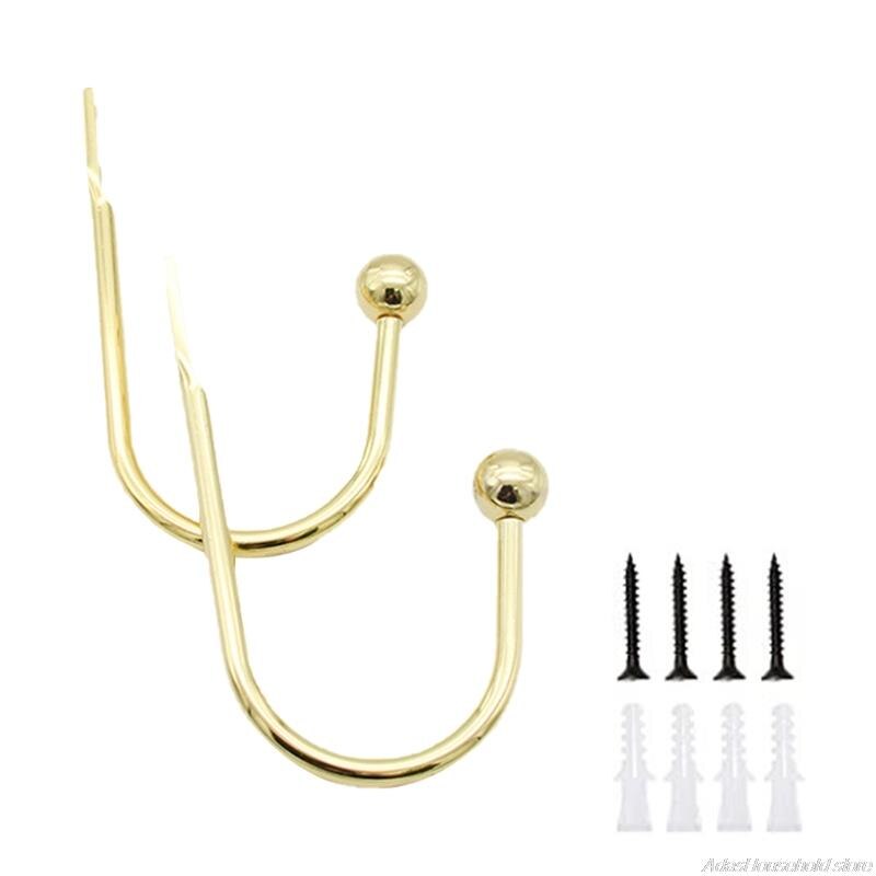 Aluminum Alloy Curtain Tieback Hook with Screws Wall Mount Heavy Duty U Shaped Hook Anti Deform Home Dorm Curtain Hook: Gold
