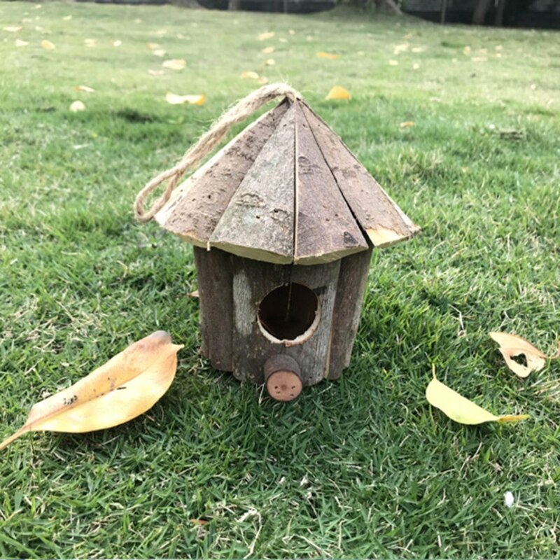 Outside Wooden Bird House Ventilation Hanging Bird Nest Shelter Habitat for Small Bird Chickadees Sparrows