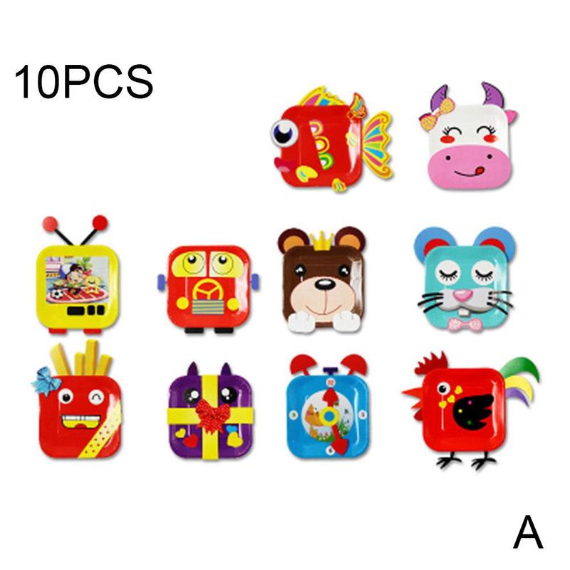 10Pcs Diy Plaat Kid 'S Handgemaakte Educatief Pakket Ouder-kind Speelgoed Set Sticker Schilderen Kleuterschool Diy Productie Puzzel: A