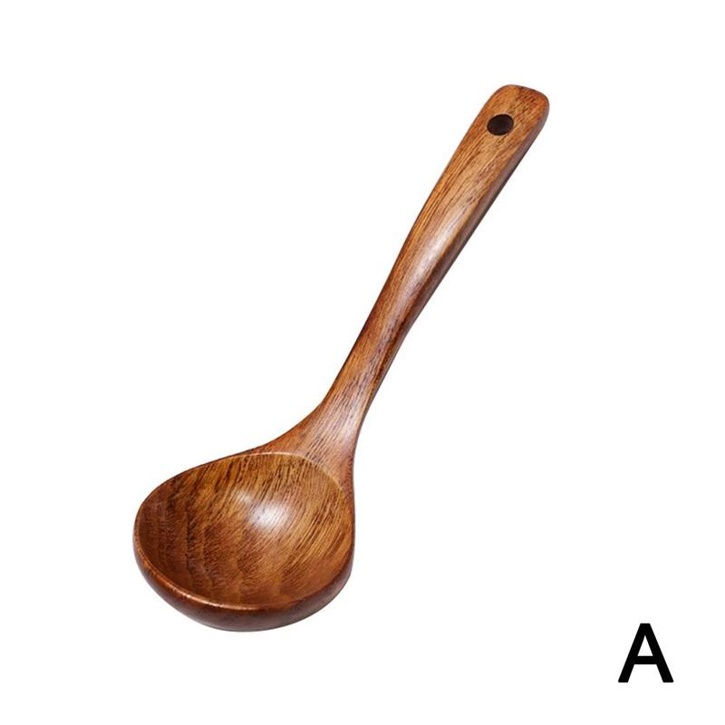 1/3PCS Household Japanese Wooden Spoon Natural Soup Spoons Bamboo Wood Spoon for Eating, Handmade Condiments Mixing Serving: Brown