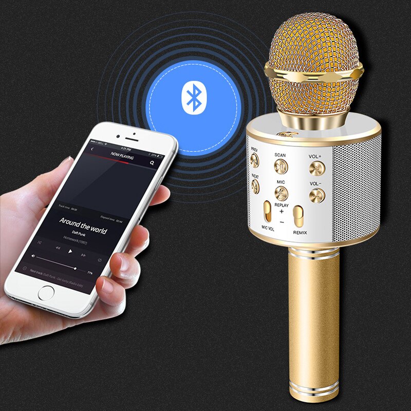 Portable Wireless Bluetooth Karaoke Microphone Handheld Speaking Singing Mic NIN668