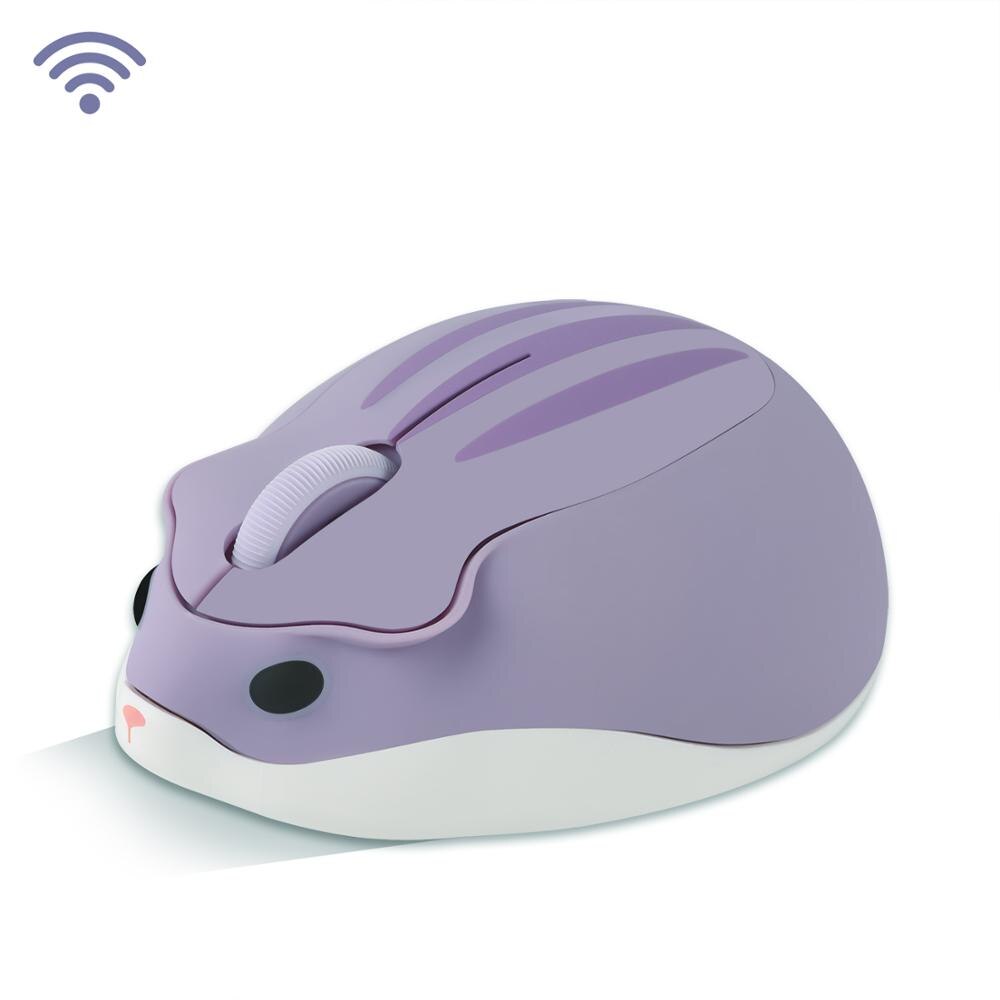 Ratón de hámster de dibujos animados para ordenador, Ratón Óptico inalámbrico de 2,4G, ergonómico, Mini, 3D, para oficina, para chico y Chica, con almohadilla de semillas: Purple