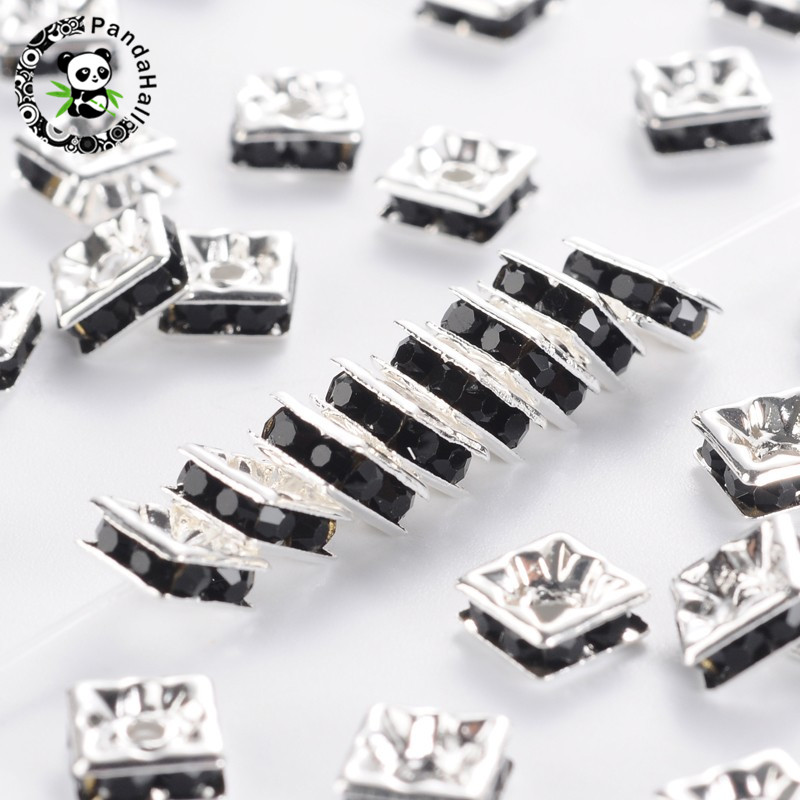 10pcs 100pcs Nikkel Gratis Grade EEN Vierkante Messing Rhinestone Spacer Kralen voor Sieraden Maken Maat: 6x6x3mm Gat: 1mm