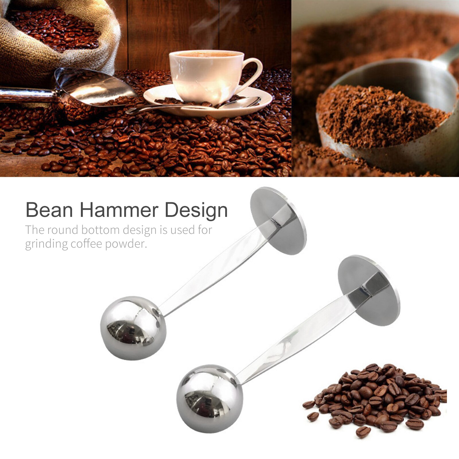 Cuchara medidora 2 en 1 para café, cuchara medidora para café, martillo, utensilios para café y té