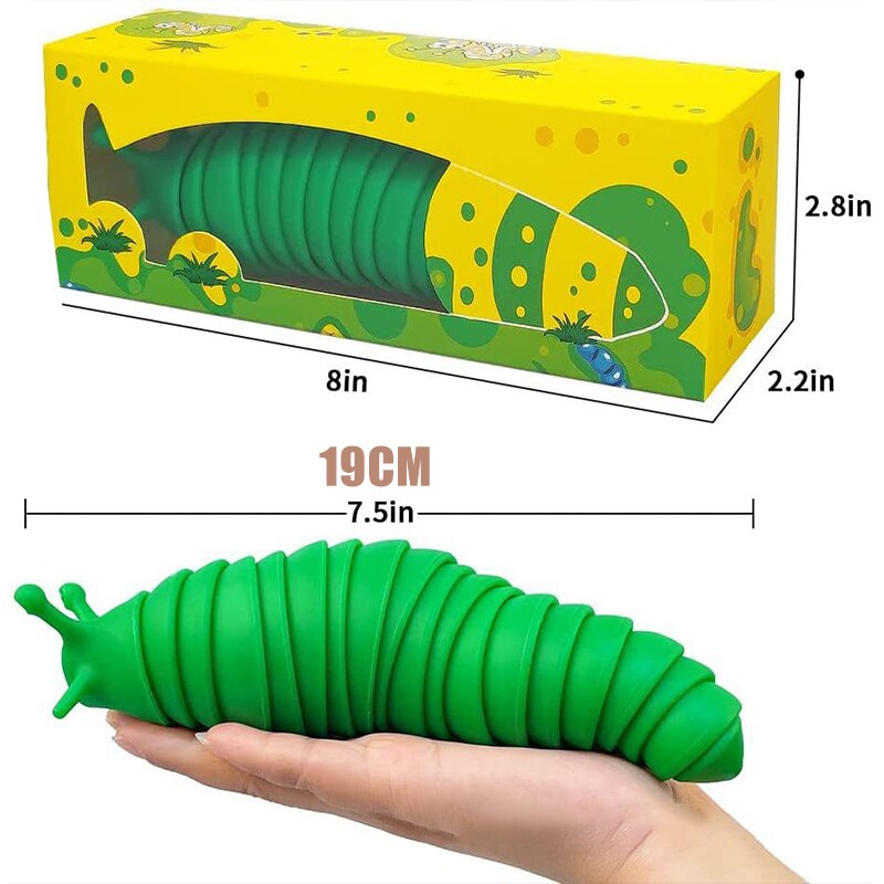 Fidget slug lelu nivelletty joustava peristaltiikka 3d painettu kaikenikäisille stressin lievitys ahdistusta lievittävä aistilelut lapsille aikuisille