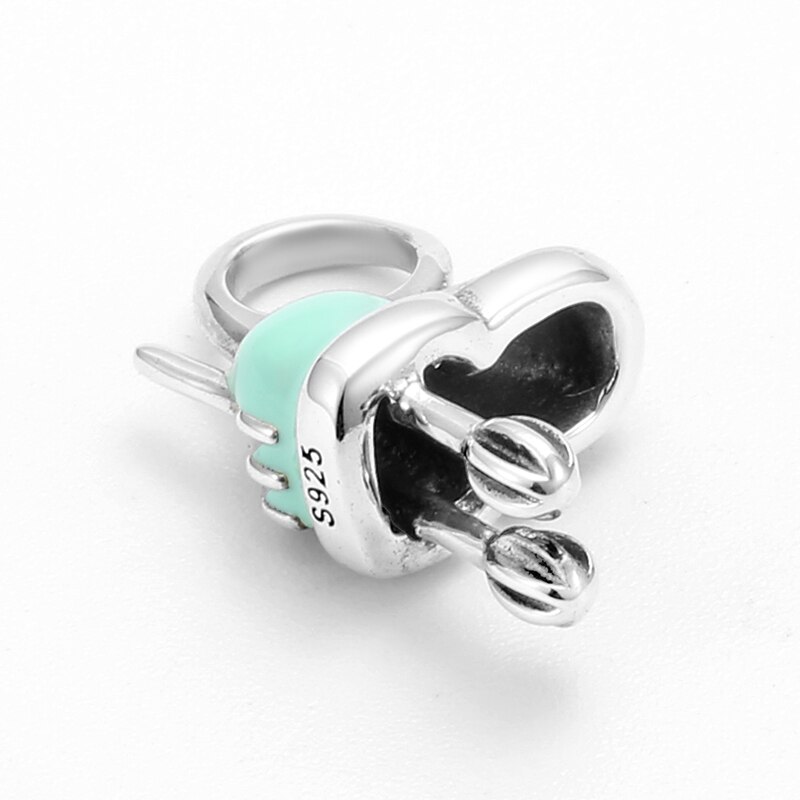 Utensilios de cocina de Plata de Ley 925, batidor para huevos, colgantes, cuentas, se adapta a la pulsera de abalorios originales LYNACCS para manualidades, fabricación de joyas