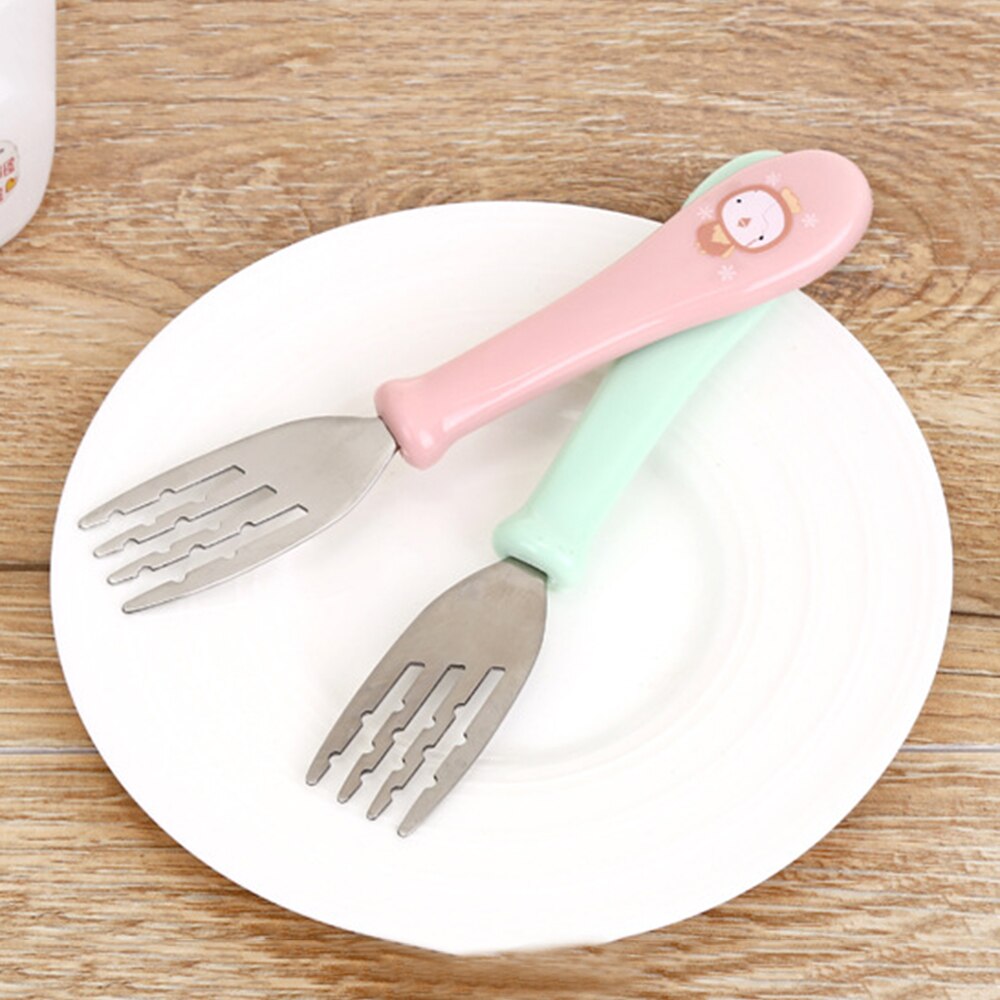 Børn ske gaffel sæt baby mad foder ske gaffel rustfrit stål spiseredskaber mad tilbehør tilbehør baby bestik
