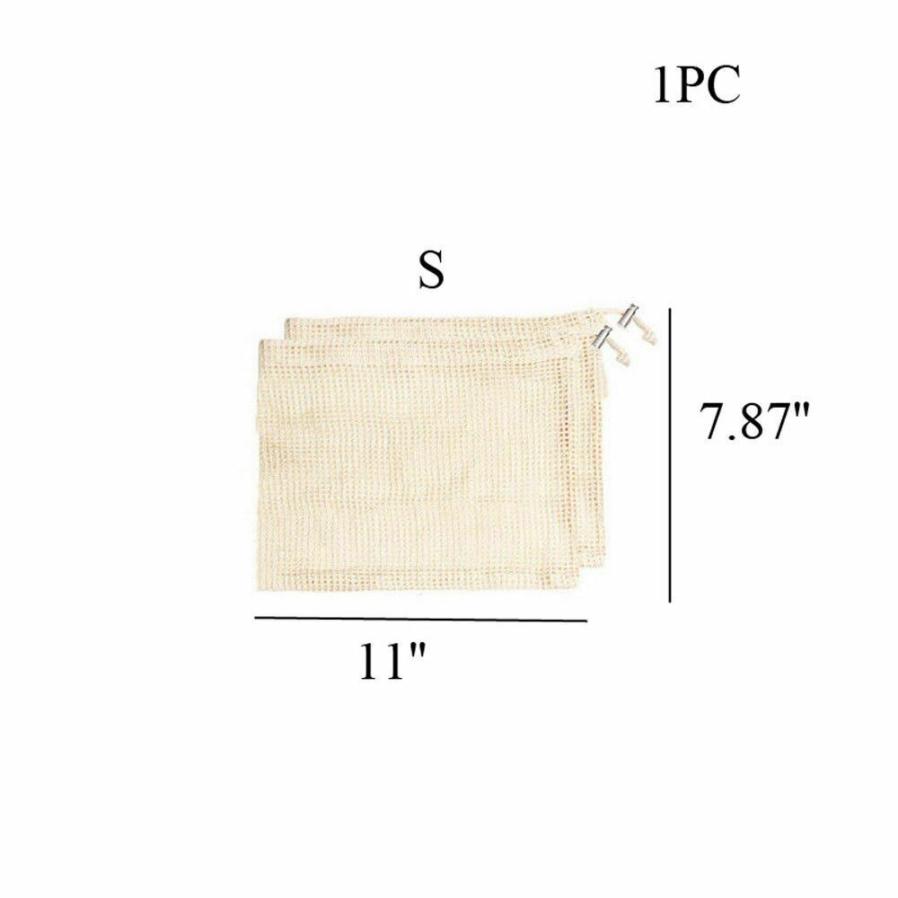 Drawstring Shopping Bags Cotton Mesh Grocery Bag Reusable Storage Packing Vegetables Fruits Storage Bags S/M/L: S