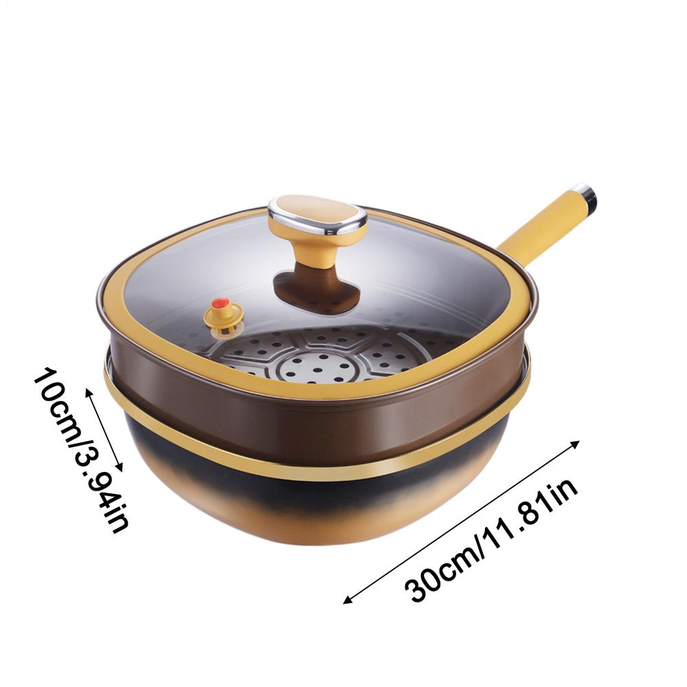 Non Stick Frying Pan Titanium Alloy Deep Skillet Pots With Lid Kitchen Accessories For Home Cooking Eggs Pancake Baking: WHITE