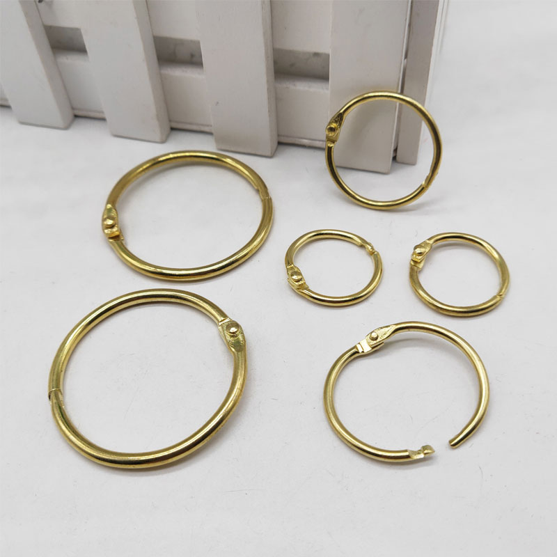 20Pcs Metal Binder Hinged Ring Gold Loose Leaf Opening Circle Book Hoops For Scrapbook Album Office Binding Ring On Notebook