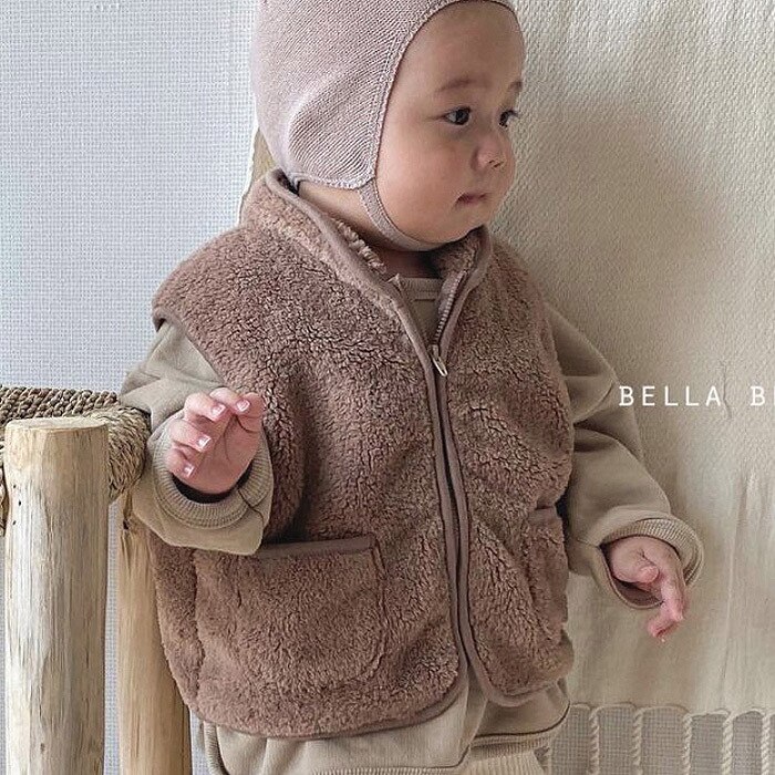 Herfst Winter Baby Dikke Fleece Pluche Vest Meisjes Jongens Mouwloos Vest Bovenkleding Kids Pocket Jasje Baby Meisje Kleding