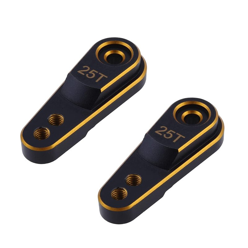 Servo de aleación de aluminio duro para coche de control remoto, 2 uds., 25T M3, enlace de dirección, claxon de brazo para 1/10 RC Crawler Traxxas TRX4, actualización piezas de Metal: Gold