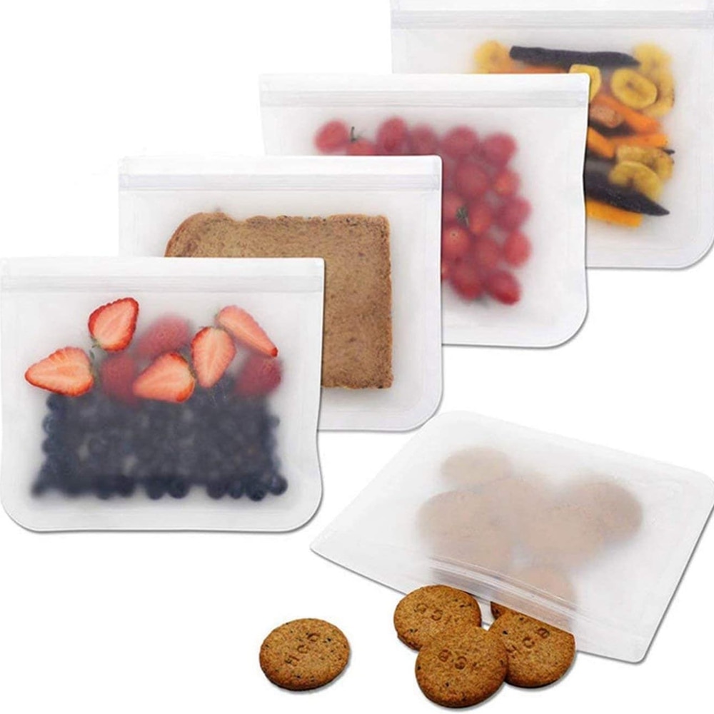 Silicone Food Storage Containers Leakproof Containers Reusable Stand Up Zip Shut Bag Cup Fresh Bag Food Storage Bag
