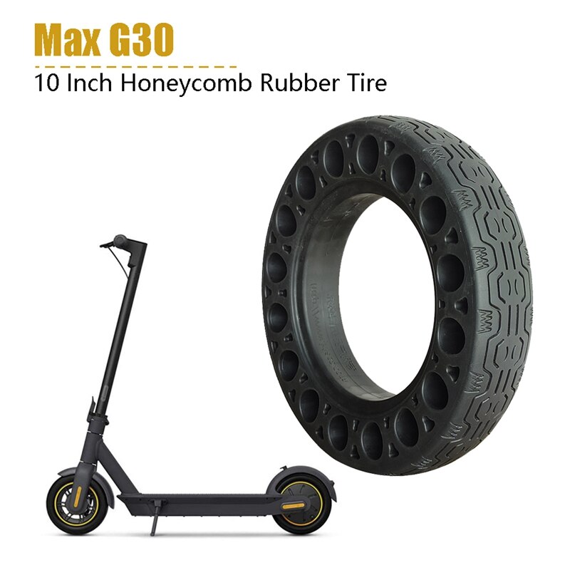10 tommer gummi solide dæk til ninebot max  g30 elektrisk scooter honningkage støddæmper dæmpning dæk sort: Default Title